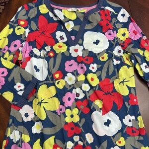 Boden Floral Cotton Popover Top